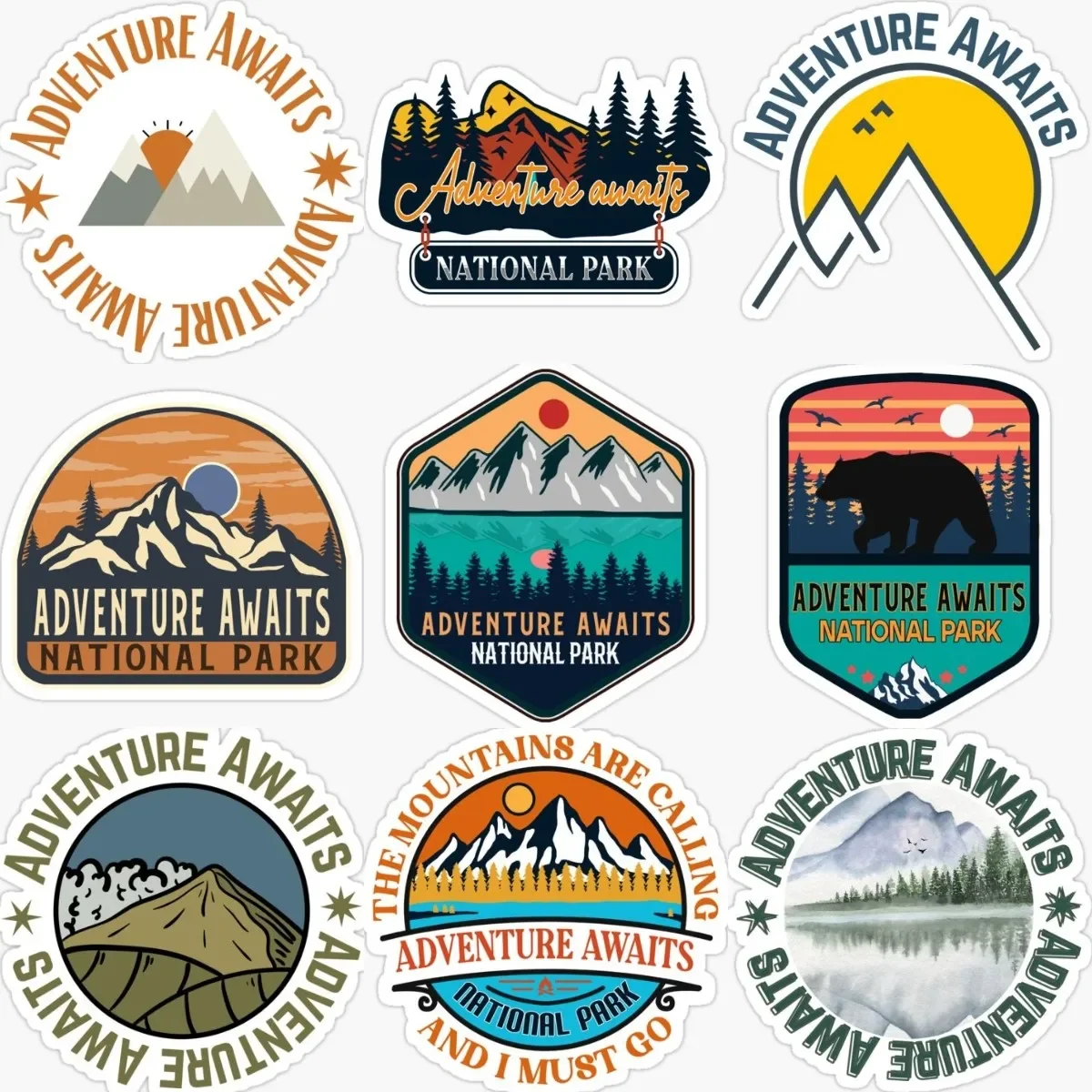 

Creative Adventure Awaits Mountain PVC Stickers for Decorate Car Laptop Motorcycle Window Off-road Camper Van Decal Accessories