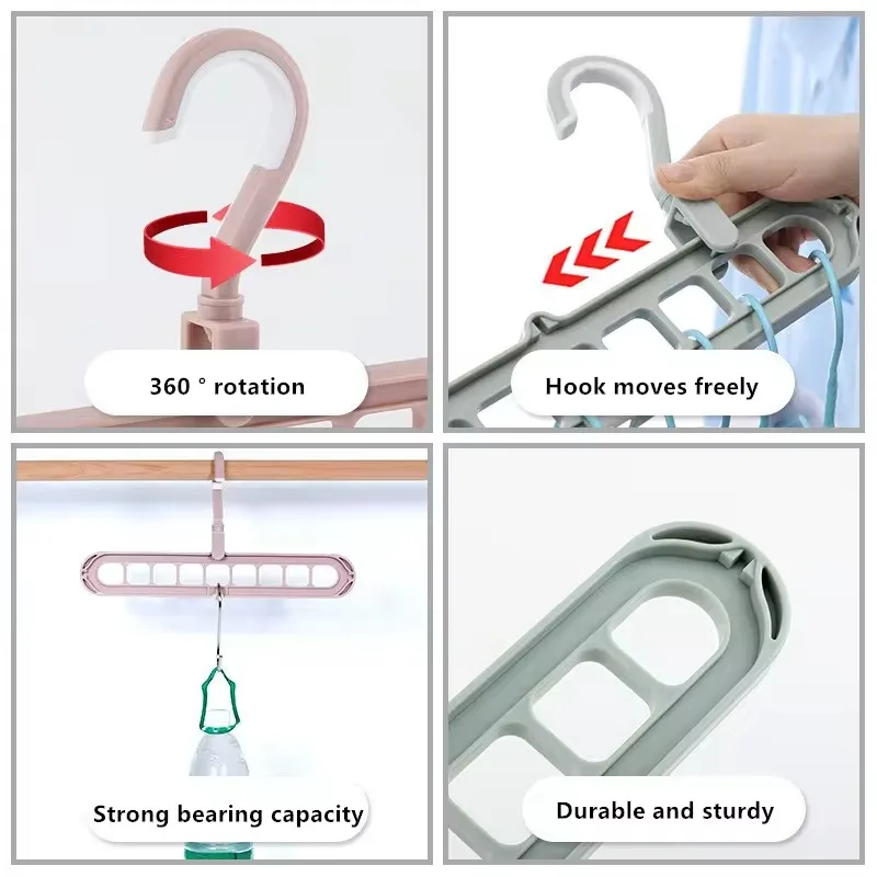 9-hole Clothes Hanger Organizer Space Saving Hanger Multi-function Folding Magic Hangers Drying Racks Scarf Clothes Storage