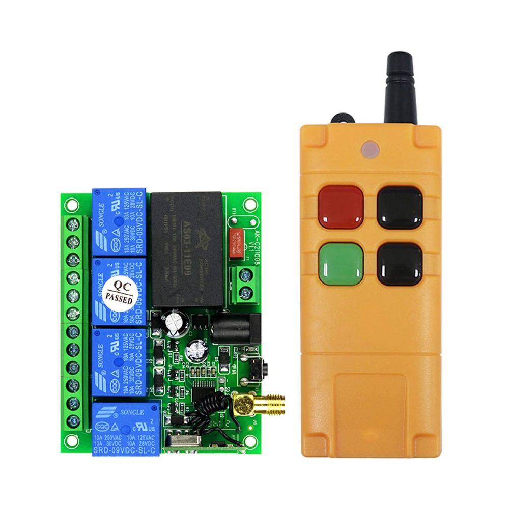 

315MHz 433MHz AC100-240V 4 Channels Lighting Control Barriers Adjustable Mode Universal RF Remote Control Switch