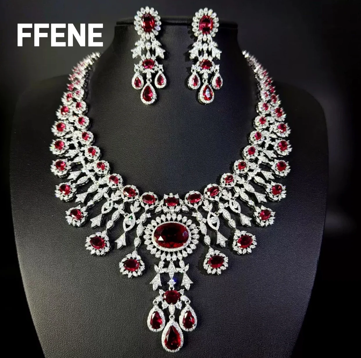 

【Classic】Luxury Design Zircon Necklace and Earrings Set, Bridal Wedding Jewelry, Party, Banquet, Queen Style, Jewelry Set