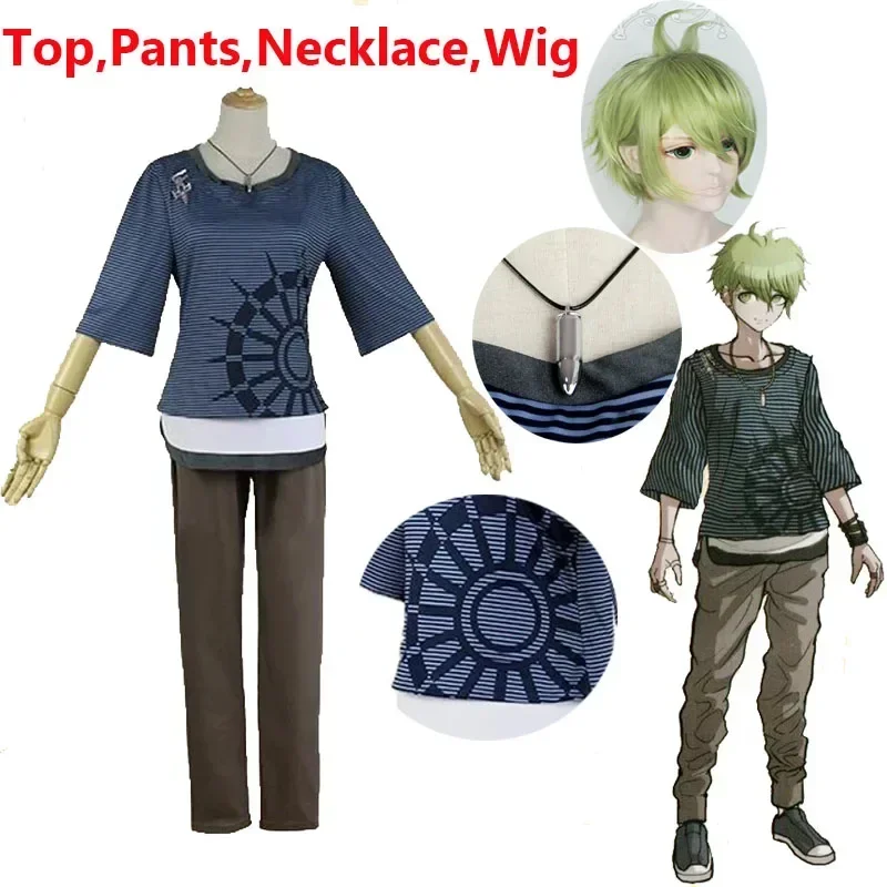 

2024 New Danganronpa V3 Rantaro Amami Cosplay Costume Japanese Game Uniform Suit Outfit Clothes T-shirt & Pants & necklace