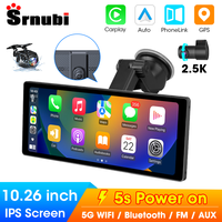 Srnubi 11.26 inch 2.5K DVR Wireless CarPlay & Android Auto Navigation GPS Dash Cam Car Screen Video Recorder 5G WIGI BT FM AUX