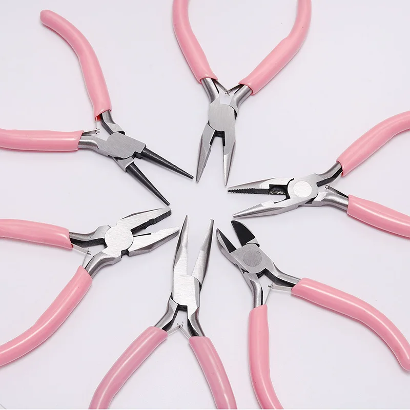 Pink Multifunctional Jewelry Pliers With Anti-slip Handle End Cutting Wire Pliers Tools for DIY Beadwork Jewelry Making Repair