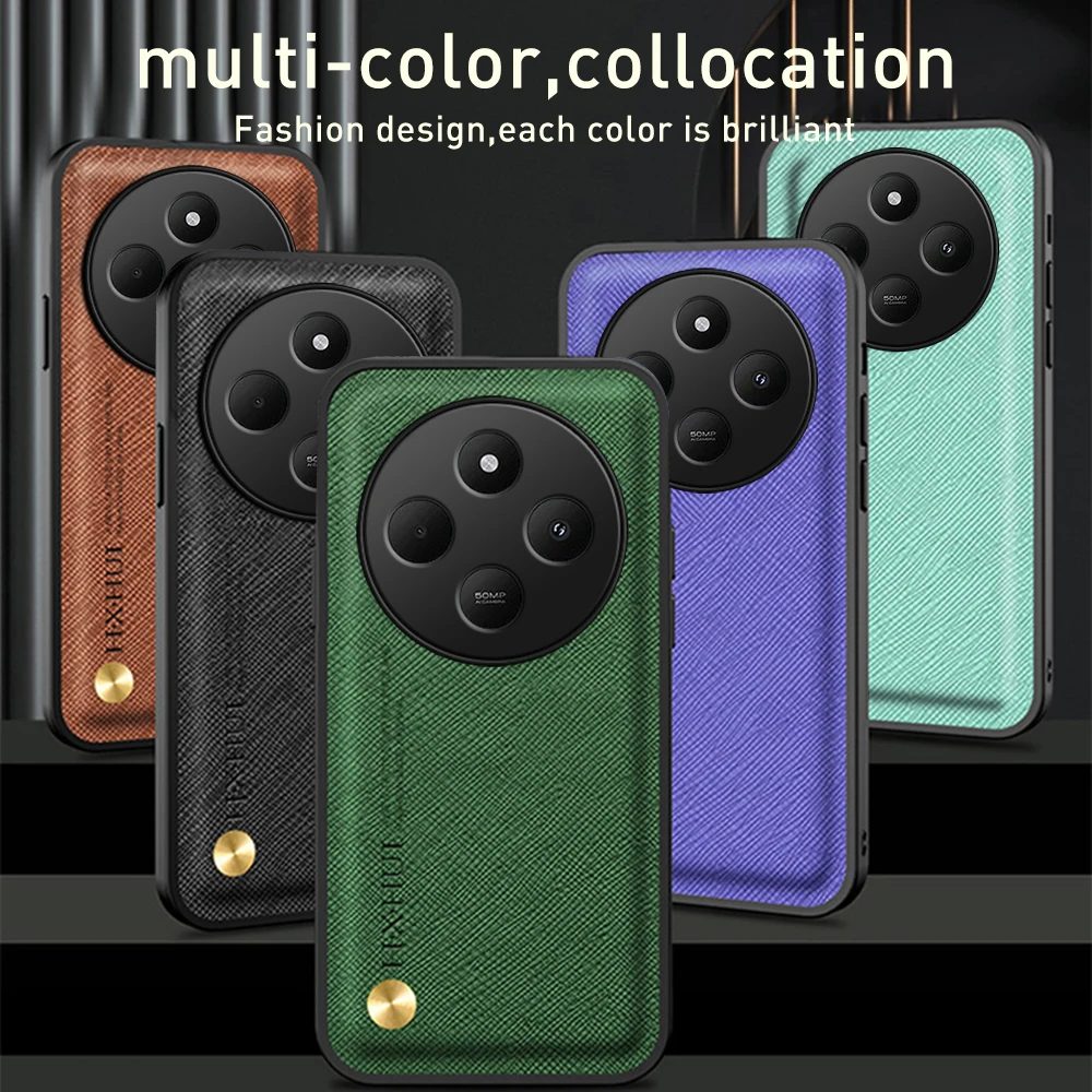 For Xiaomi Redmi 14C Case Cross Leather Texture Magnetic Shell On Redmi14C 14 c c14 TPU Frame Camera Protection Shockpoof Cover