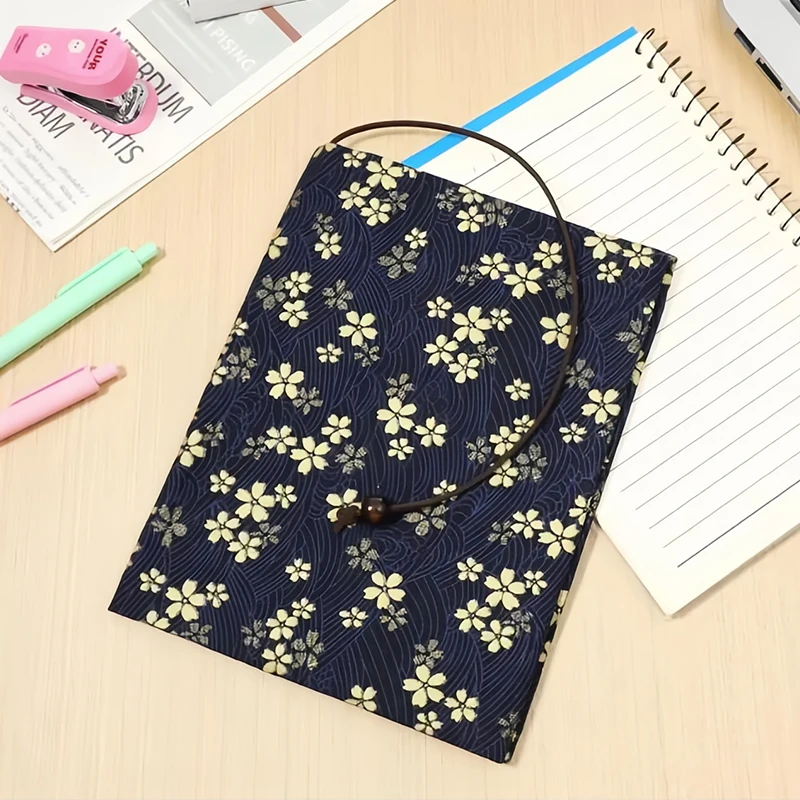 A5 Adjustable Book Cover Book Sleeve Protector Floral Print Cloth Fabric Handmade Hand Account Book Textbook Decor Book Cover