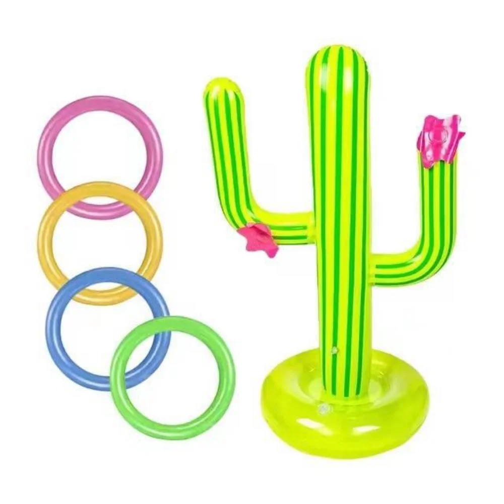 Acessórios para piscina ao ar livre, jogo inflável Cactus Ring Toss Set, brinquedos para piscina flutuante, festa na praia, bar e viagens