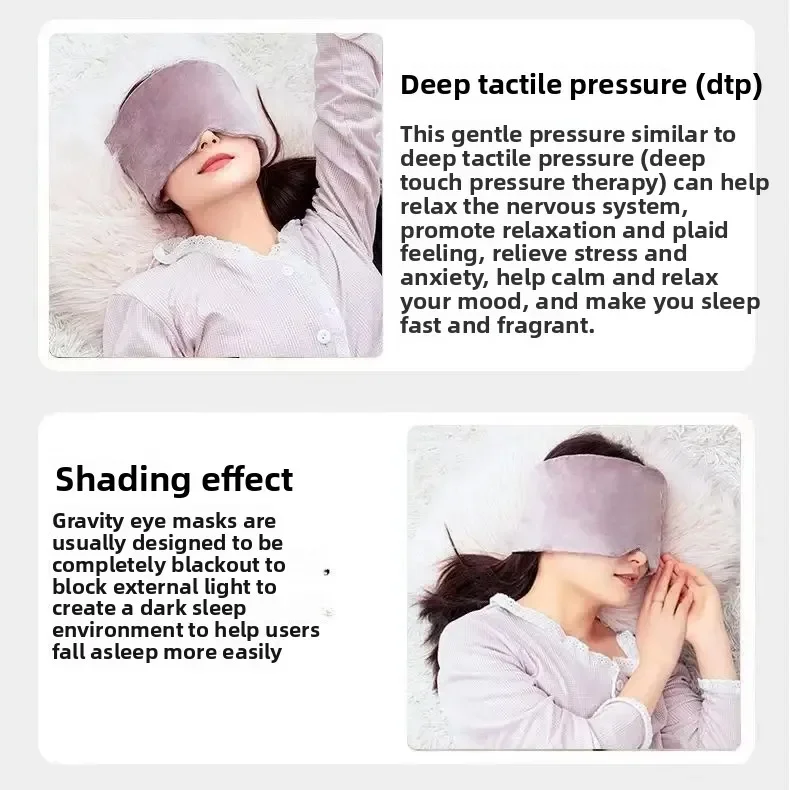Maska do spania z obciążeniem grawitacyjnym łagodząca zmęczenie oczu dzięki naukowemu rozłożeniu nacisku, idealna do domu, podróży i pielęgnacji oczu.