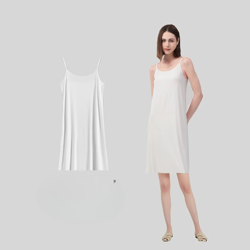 Plus size vestido deslizante de seda gelo sem costura camisola de resfriamento em camadas camisola anti deslizamento design de alça fina para o verão alisamento de as costas