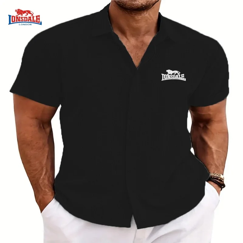 Camicia a maniche corte in lino di cotone ricamato di alta qualità da uomo nuova per la moda estiva, Polo Casual, fresca e traspirante