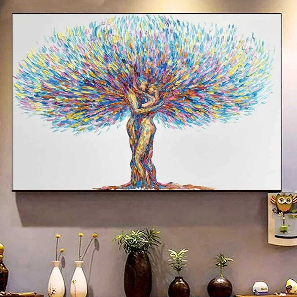 1pc frameless Modern Abstract Aesthetics Wall Art Embrace Couple Tree HD  on Canvas Posters and Prints Home Bedroom Living Room