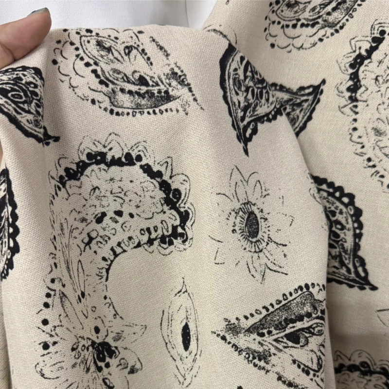 Lyocell Linen Fabric Light Apricot Paisley Drapey Wrinkle Resistant Breathable Soft Shirt Dress Pants DIY Sewing Accessories