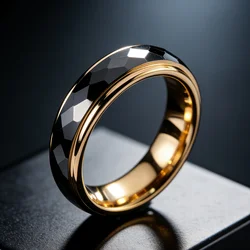 Rings for Men Women, Tungsten Rings for Engagement, Brushed Black Plating Rose Gold Inside, 6mm Width, Customized