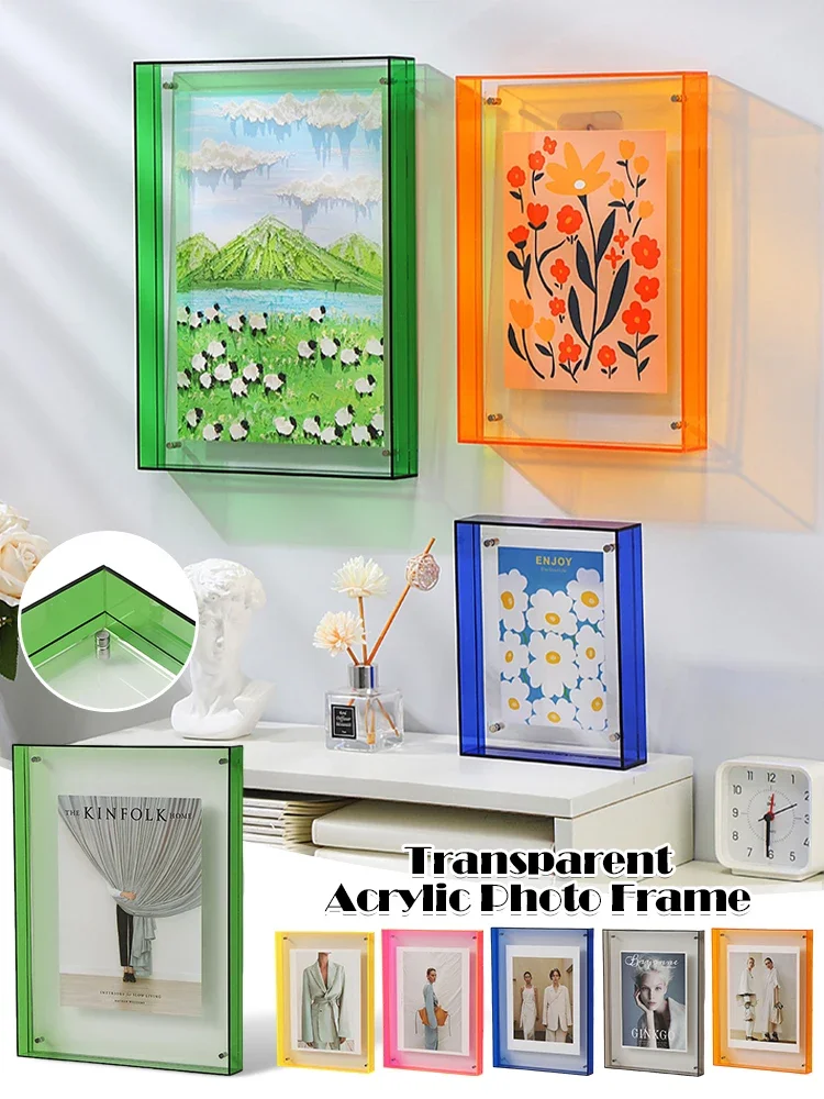 Acryl Fotolijst Doos Transparante Fotokaarthouder Interieur Frame Foto Display Stand Kantoor Thuis Desktop Wanddecoratie - afbeelding 2