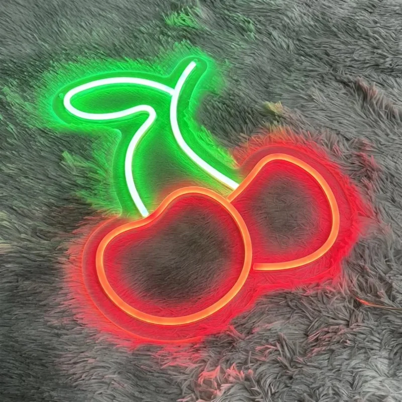 Cherry Neon Sign Led Neon Light Wall Hanging Art Lights for Kids\' Bedroom Home Living Room Kitchen Decor Wall Art Handmake