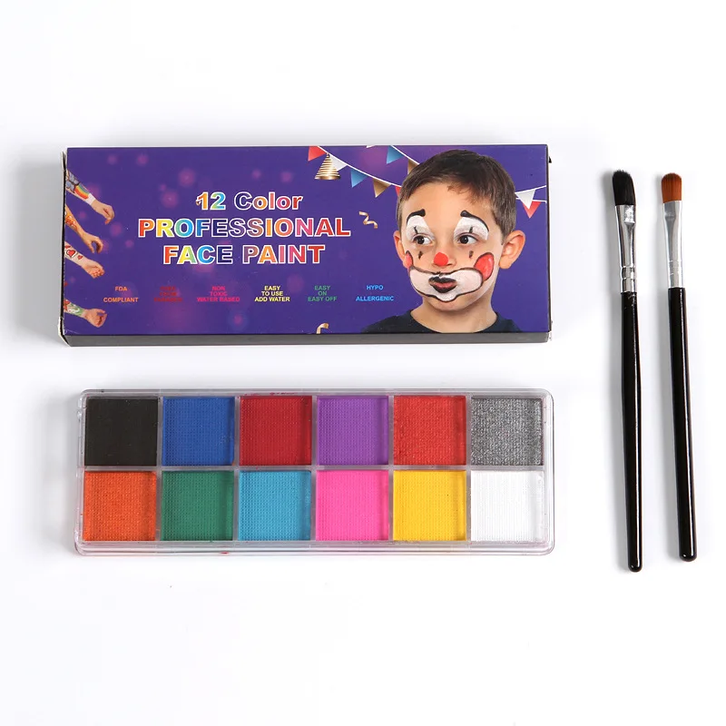 

12 Colors Body Face Paint Water-Based Halloween Party performance DIY Makeup Pigment Facial Comestic Tools