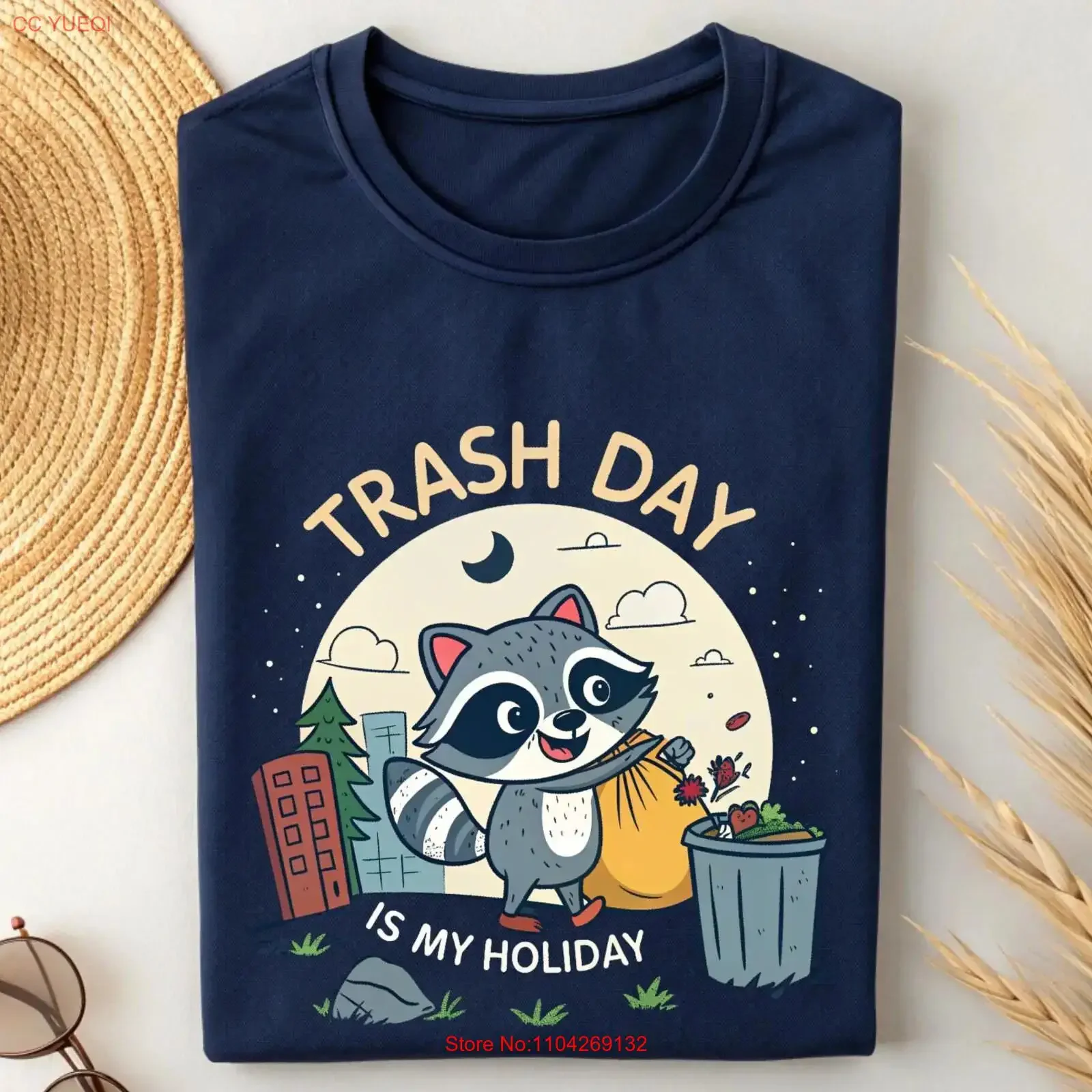 Trash Day Is My Holiday T Shirt Funny Raccoon Cute Humorous Animal Lover Garbage vintage Washed Comfortable Breathable Stylish