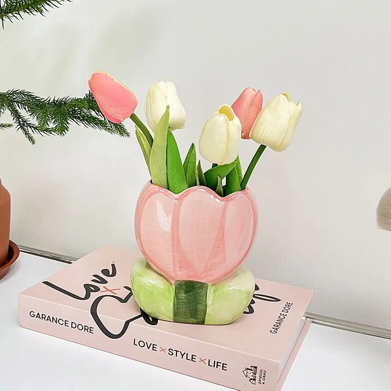High Appearance Tulip Flower Pen Holder Storage Ornament Student Dorm Desk Bedroom Makeup Brush