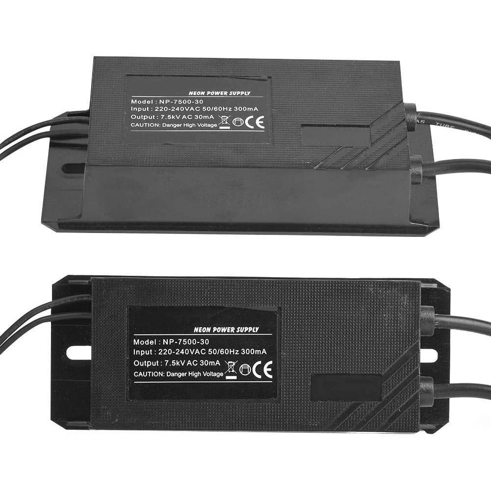 NP-7500-30 7.5KV 30mA Electronic Neon Sign Transformer Power Supply For High For Frequency High Voltage Load 2-6M Black ABS Case