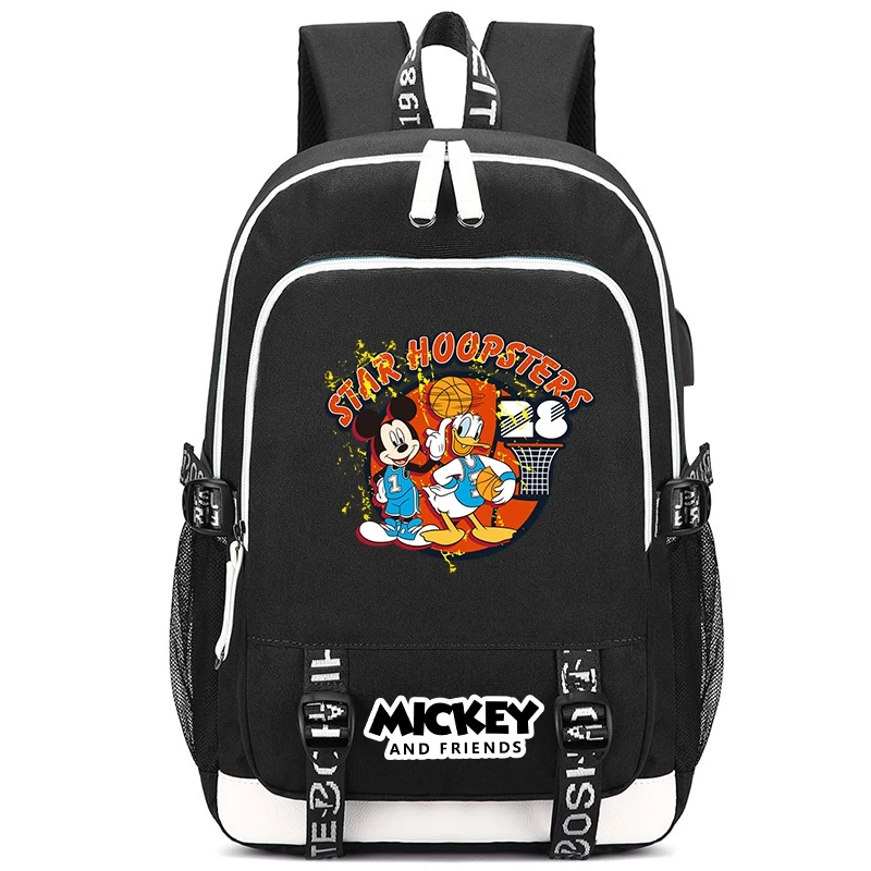 MINISO Minnie Mickey Friend Donald Duck Backpack Canvas Printed Backpack for Girl Boy Back To School Bookbag Kid Gifts Rucksack