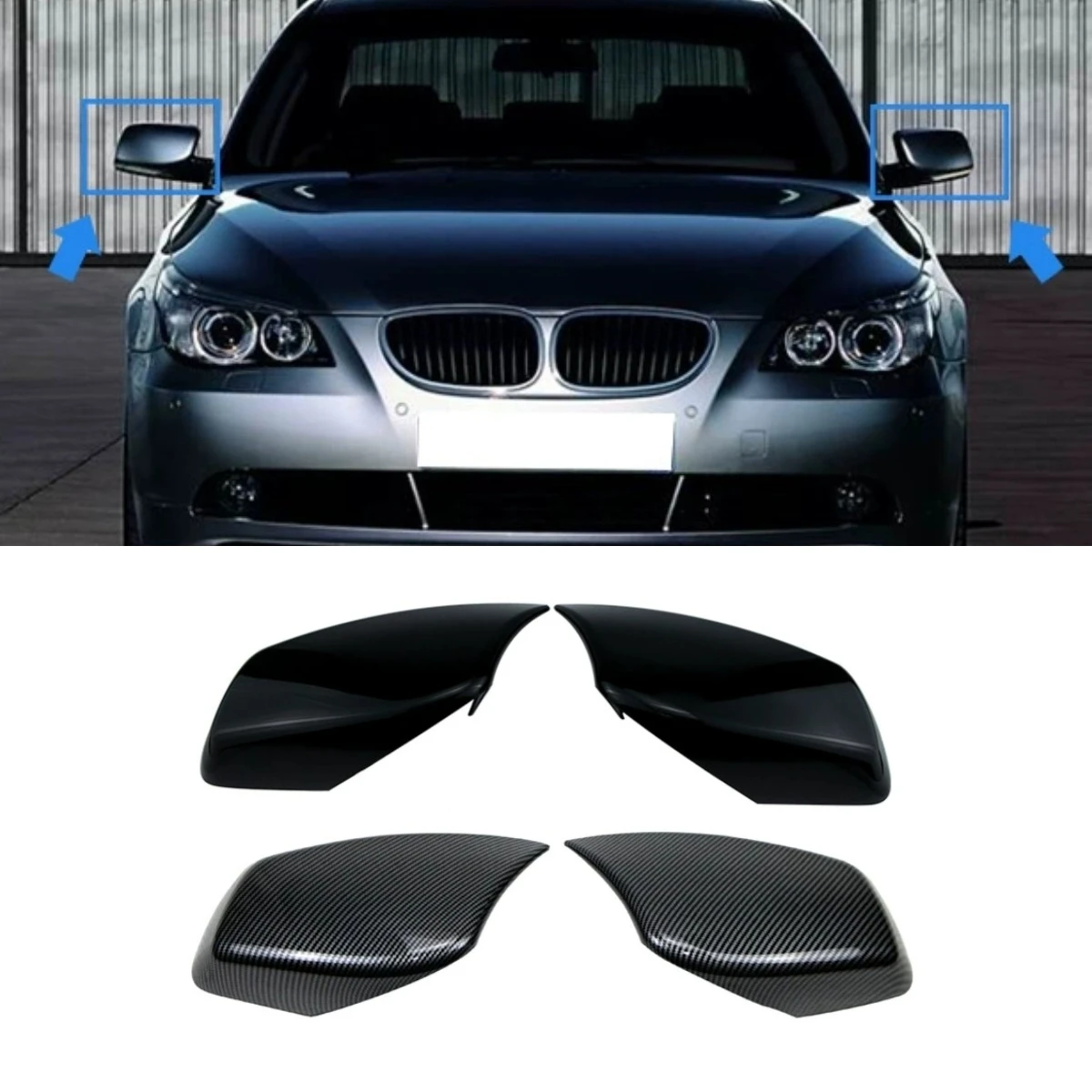 

Автомобильный чехол заднего вида, защитный боковой чехол для зеркала заднего вида для BMW 5 серии E60 E61 E63 E64 2003-2007, комплект кузова, автомобильные аксессуары