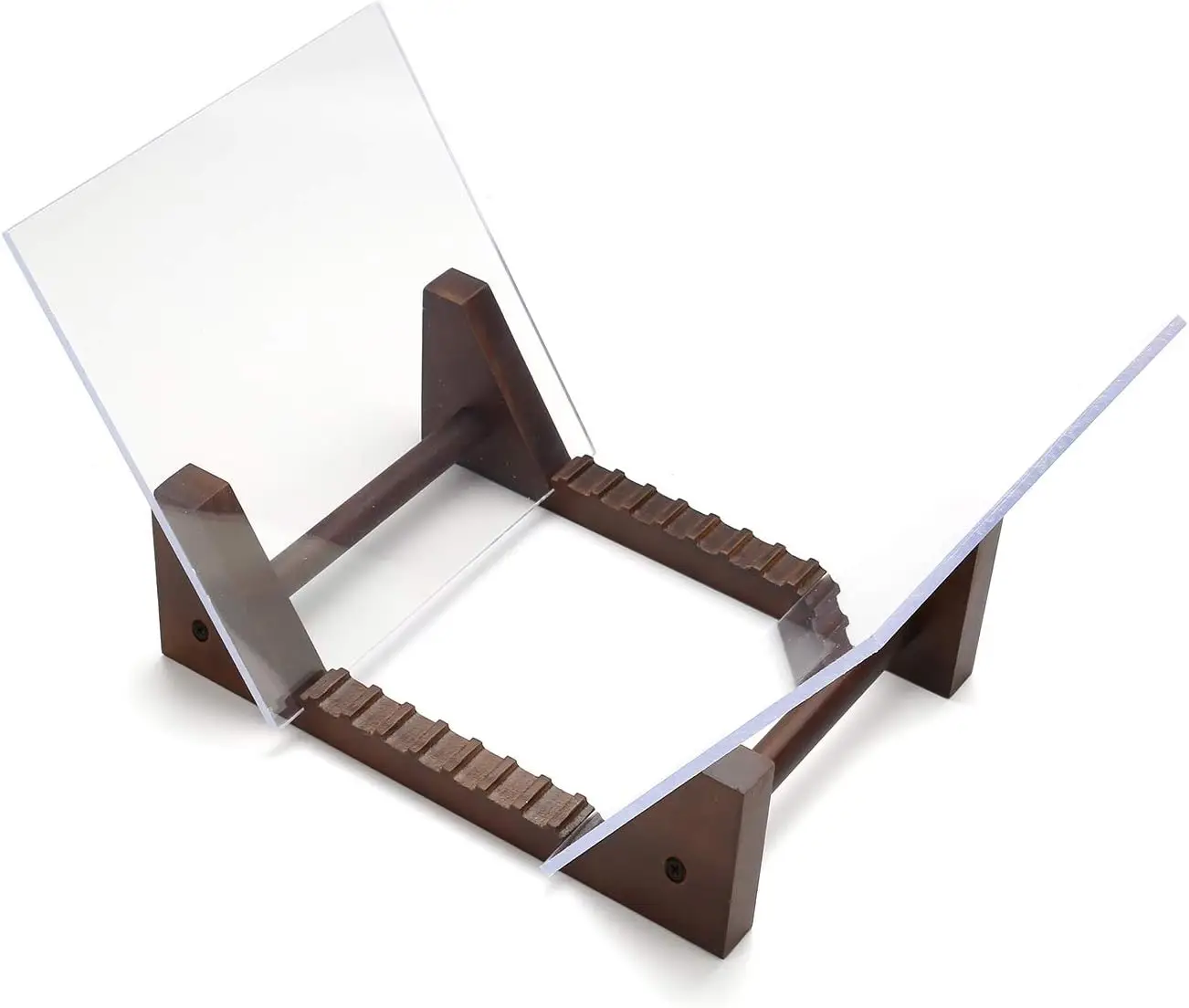 

Vinyl Record Storage Holder - Solid Pine Wood & Acrylic Display Stand, Brown, Medium