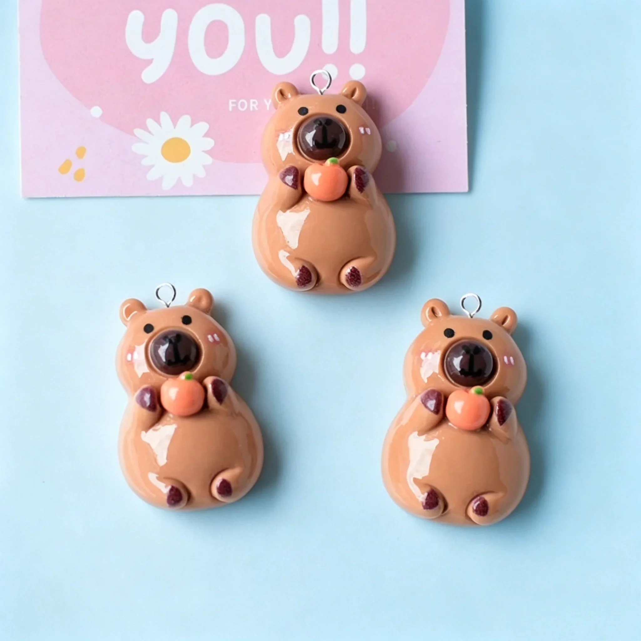 10Pcs Flatback Resin Charms Kawaii Fruit Capybara, Cute Animal Pendants for DIY Earrings Keychains Craft Accessories view 6