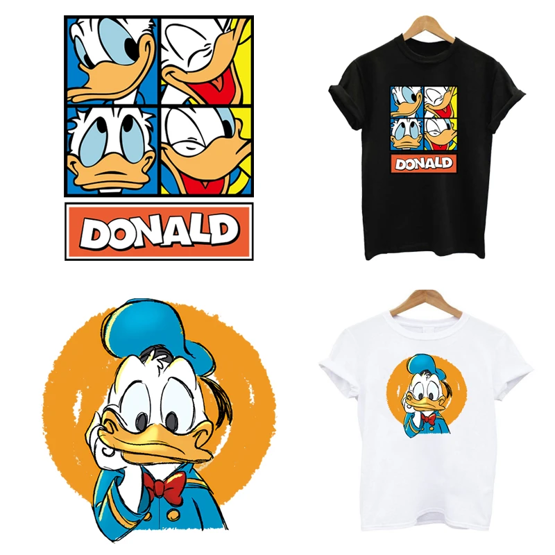 2 sztuk/partia Disney Donald kaczka żelazko na naklejkach termotransferowe termoadie łatka do prasowania aplikacji ubrania dla dzieci