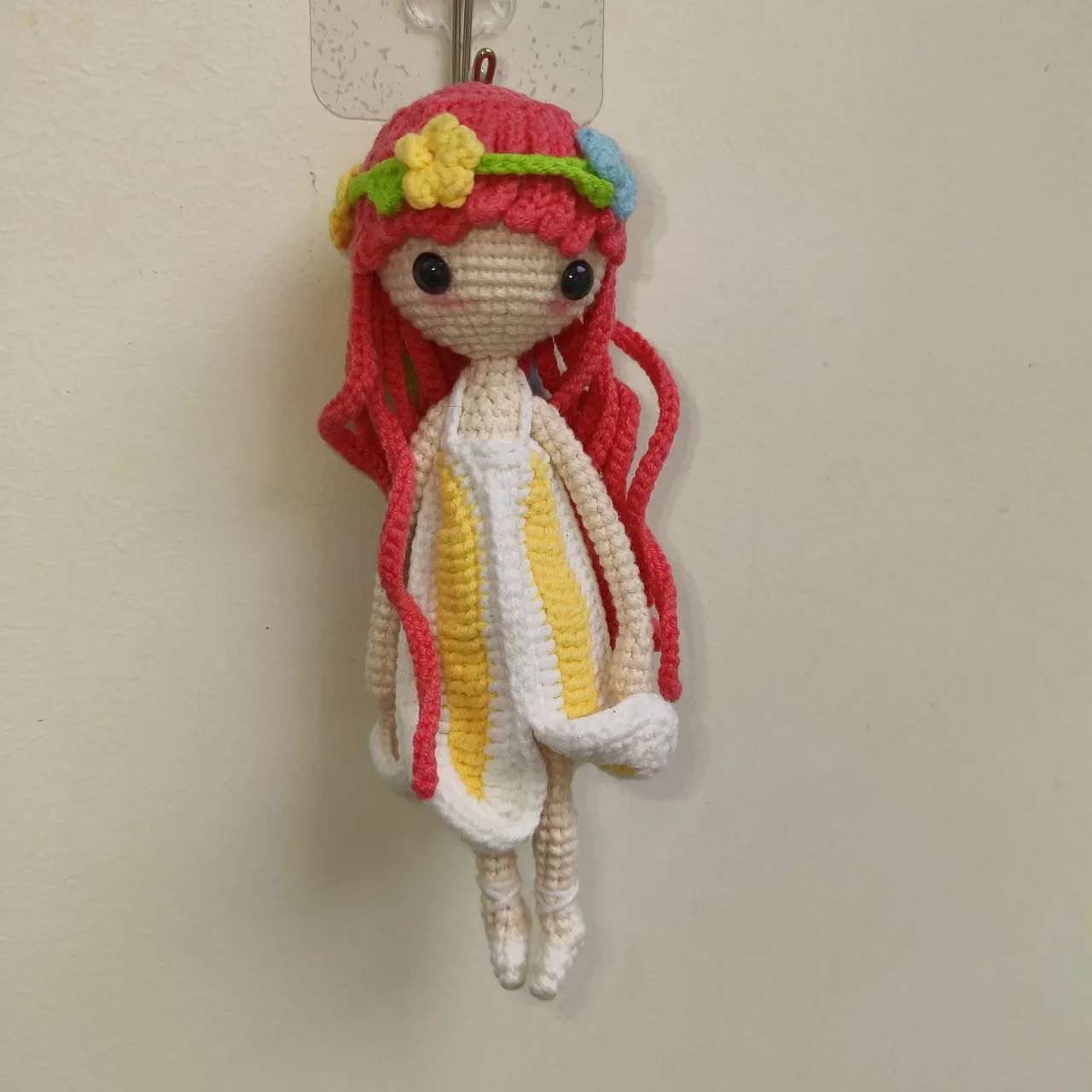 Hand Crochet Knitted Wool Children's Doll DIY Creative Cartoon Character Princess Series Schoolgirl Backpack Pendant