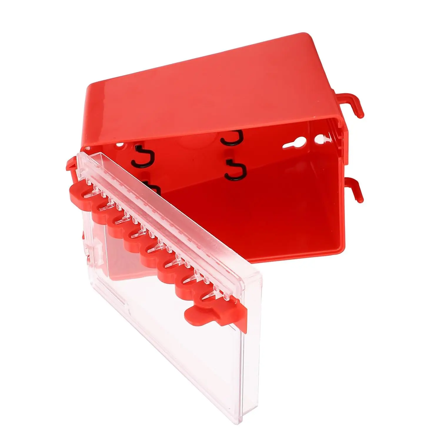 Lockout Tagout Box, Portable Wall Mount Group Lock 8 Hole Key Station with Transparent Panel