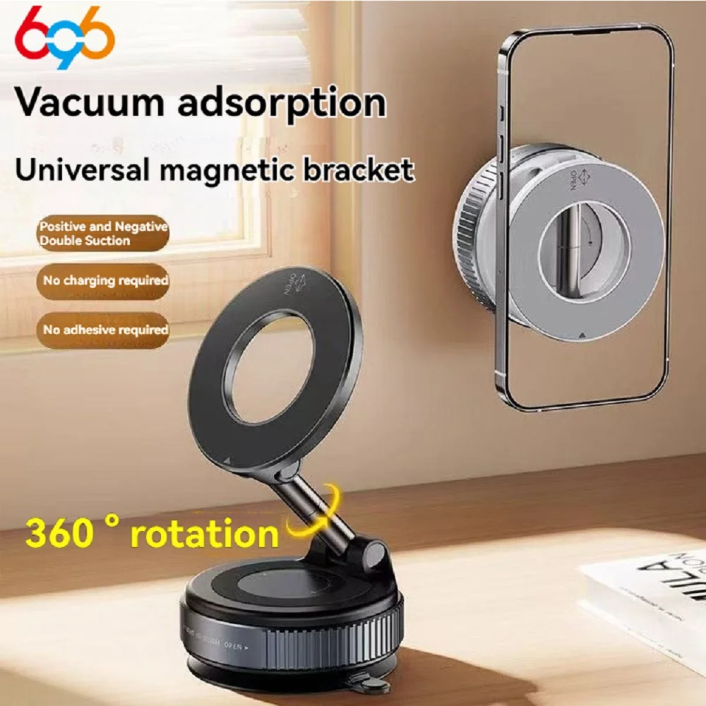 

360° Magnetic Phone Holder With Vacuum Suction Foldable Adjustable Car Mount Magnetic Bracket Suction Nonslip For Busy Commuters