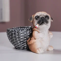 Hot Ashtray Creative Personality Diligent Dog Carrying Basket Ashtray Ornament Home Living Room Office Cute Birthday Gift