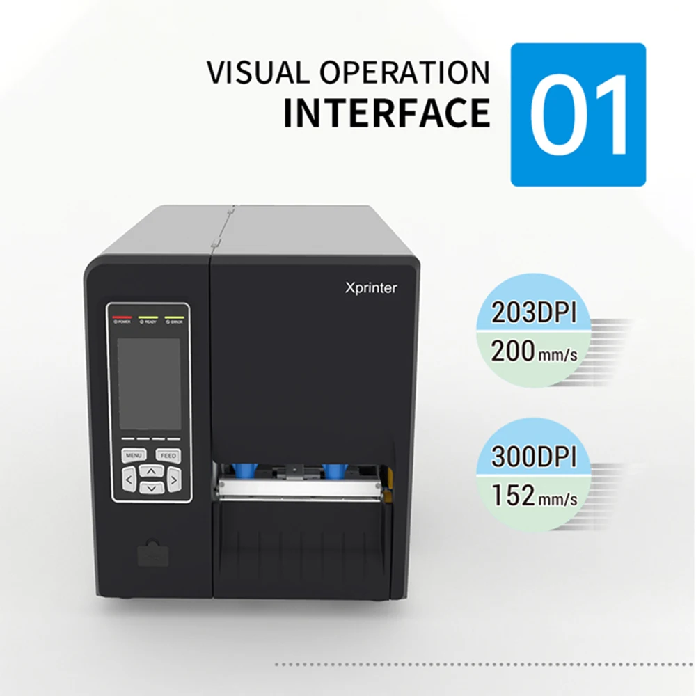 Xprinter XP-G480B/ G480E ODM Long Service Life Plastic Thermal Transfer Printer Label Printer Ribbon Label Printer Machine