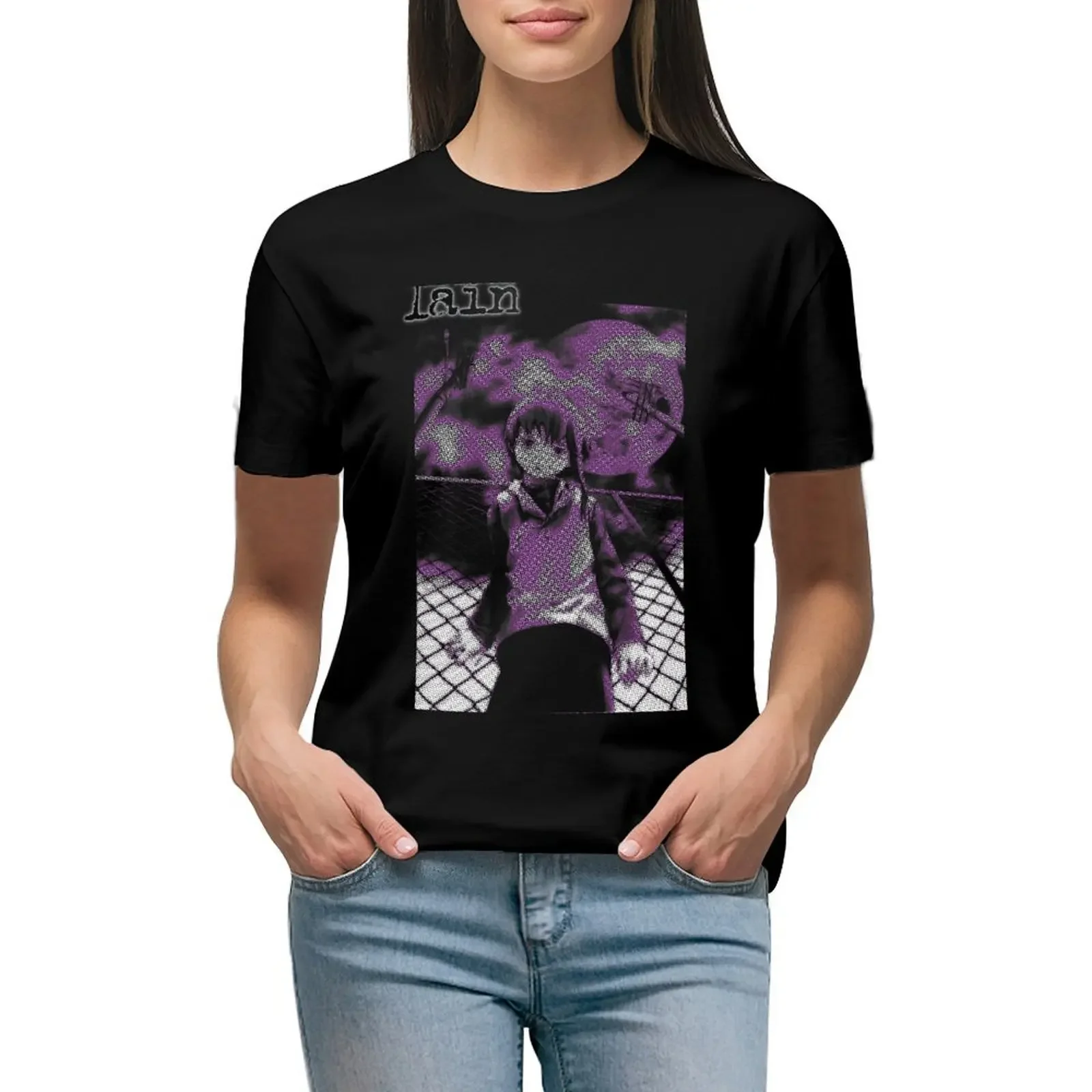 Serial Experiments Lain T-Shirt tops korean fashion shirts graphic tees T-shirts for Women