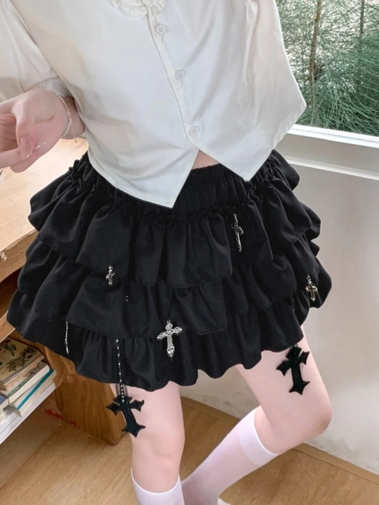 Falda corta estética Y2k para mujer, minifaldas Vintage con cruz bonita a la moda, ropa gótica Kawaii Chic Harajuku para mujer