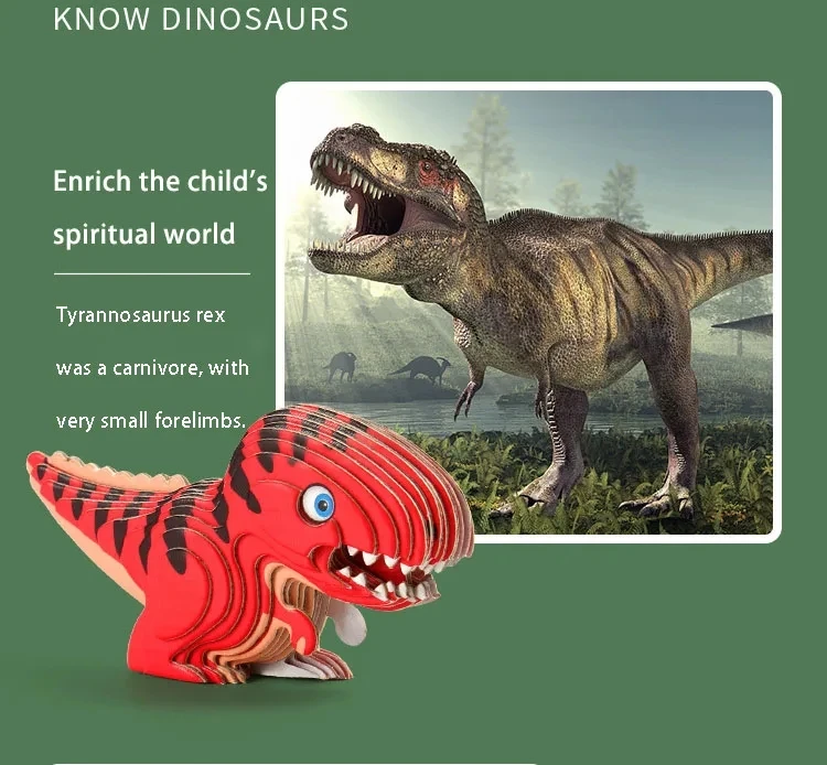 3D-Puzzles für Kinder, Jurassic World, Dinosaurier, Lernspielzeug, Papiertier, Puzzle, Cartoon-Modell, Spielzeug, Geschenk zum Kindertag – Detail 2