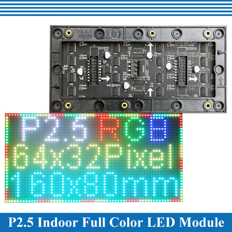 10pcs/Lot P2.5 LED screen panel module 160*80mm 64*32 pixels 1/16 Scan 3in1 SMD P2.5 Indoor Full color LED display panel module