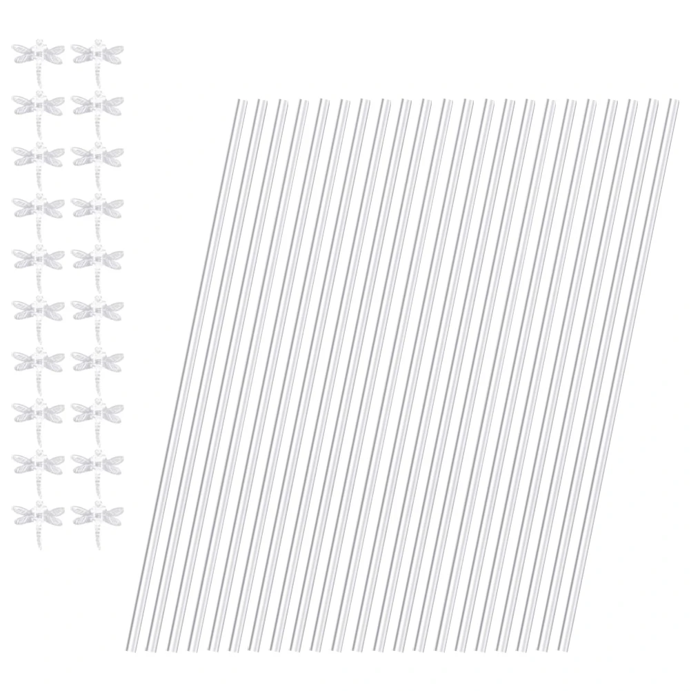 

20 комплектов прозрачных акриловых кольев для растений, прозрачные опорные палочки, садовые аксессуары, долговечность, шест для восхождения лозы