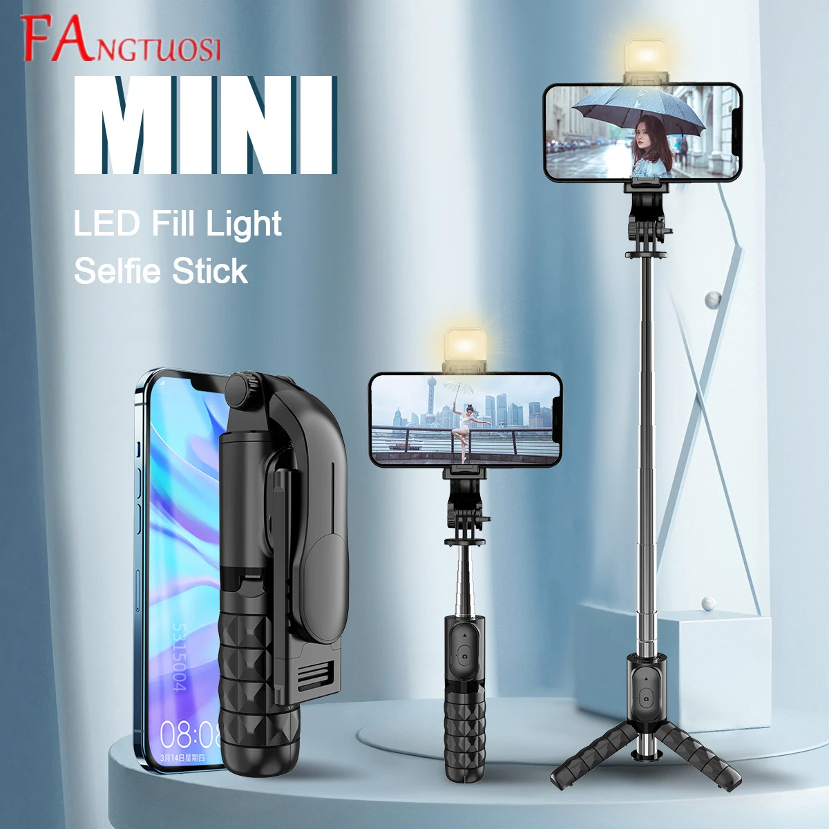 FANGTUOSI New Flexible Selfie Tripod Extendable Travel Lightweight Stand With Remote Shutter Selfie For Mobile Phone Live Youtub