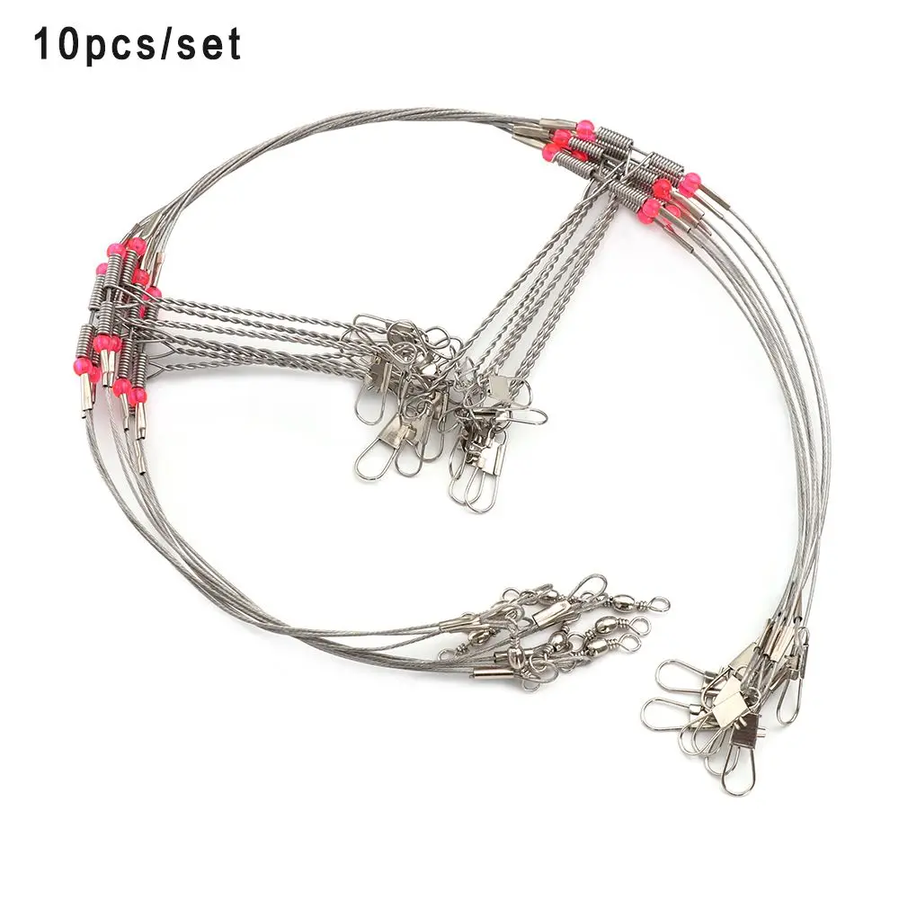 10 adet paslanmaz çelik olta teli lider iz yapış ile çift damla kol olta teli iz fırdöndüler halat tel balık oltası