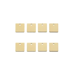30Pcs Raw Brass Flat Square Charms 9.5mm Geometry Blank Tag Charm Pendant for Earrings Necklace Bracelet Jewelry Making Findings