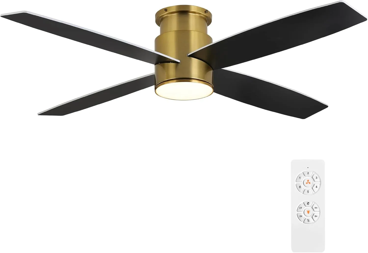 

44" Ultra Quiet Flush Mount Ceiling Fan with Remote, 6-Speed, Brass Finish