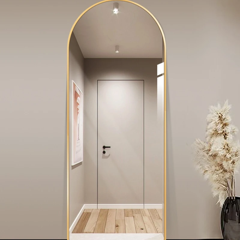 

Light luxury Nordic wall dressing arch-shaped aluminum alloy frame wall-mounted full-body mirror explosion-proof fitting