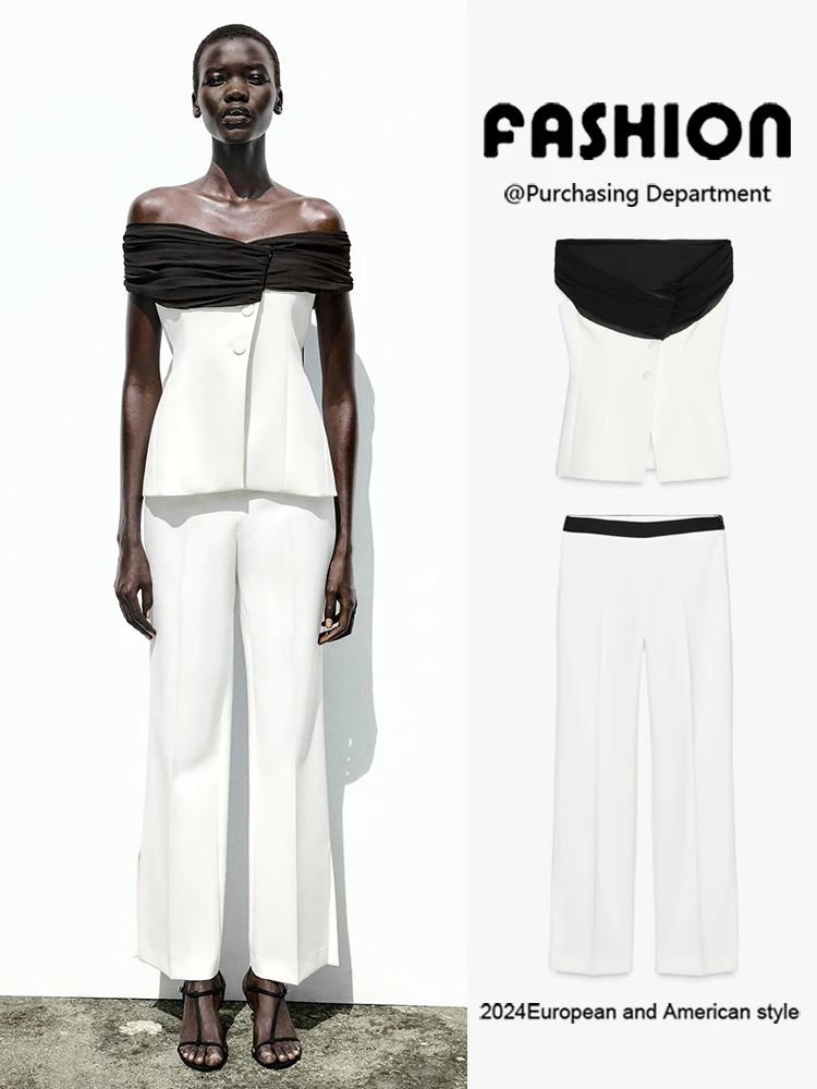 New Summer Women's Vest Top 3327597 72 Straight Leg Pants 3329597 72 Ethnic Women's Faion Traditional Stage Costume