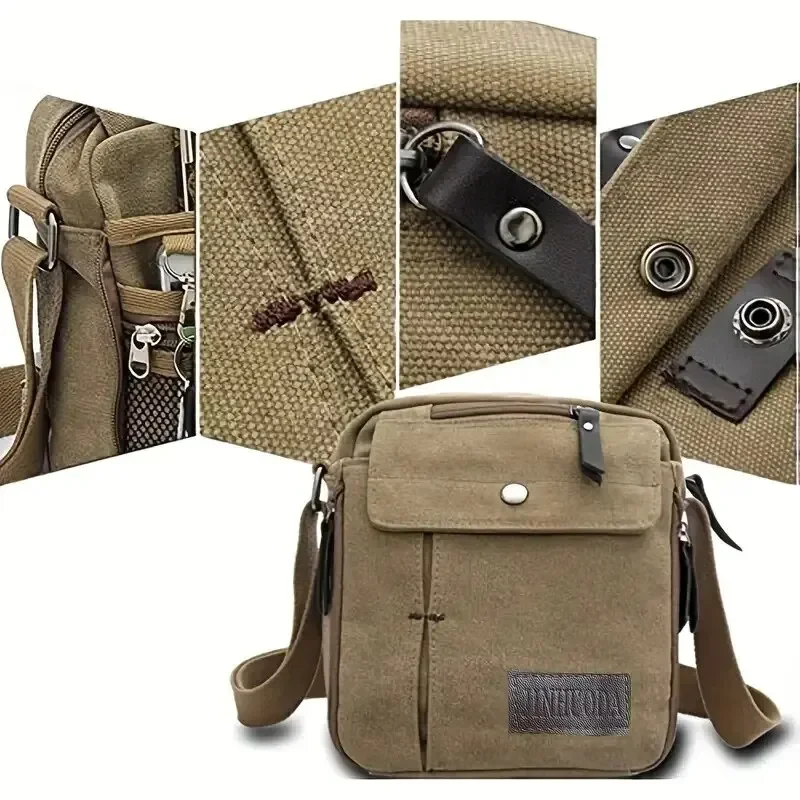 Vintage Design Square Bag, Zipper All-Match Travel Storage Casual Crossbody Bag Fashionable Men's