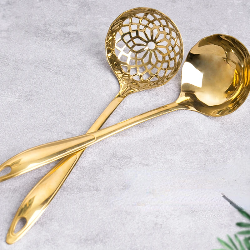 

Commercial Long Handle Stainless Steel Soup Spoon, Hot Pot Spoon, Large Golden Soup Spoon, Hot Pot, 2 in 1 flower spoon ملاعق