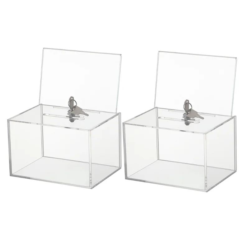 Transparent Donation Box With Lock Money Collection Box Ballot Box Suggestion Box-Y41A