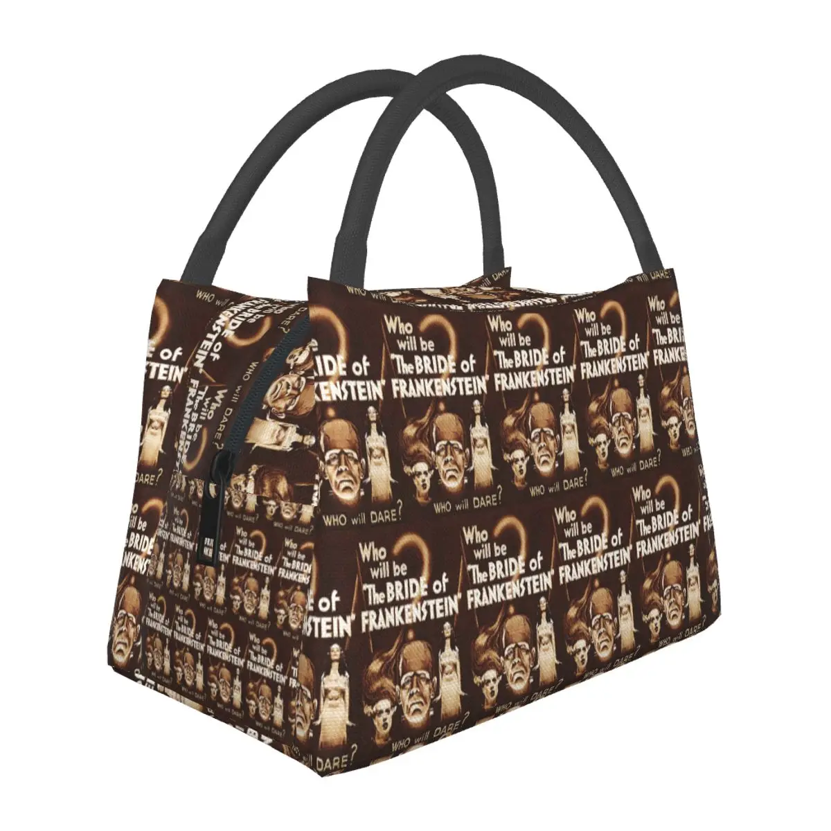 Bride Of Frankenstein Poster Lightweight Handheld Insulated Lunch Bag Aluminum Foil Liner for Adults Students Travel Picnic