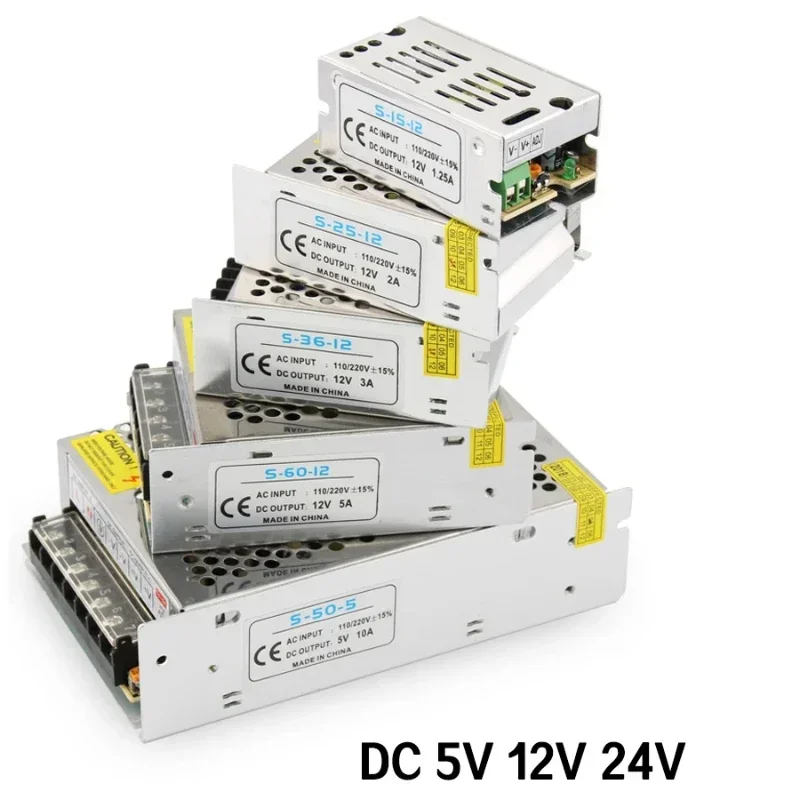 Fuente de alimentación AC DC 5V 12V 24V 1A 2A 3A 5A 6A 8A 10A 15A 20A 30A transformadores de iluminación 220V a 5V 12V 24V fuente de alimentación 5