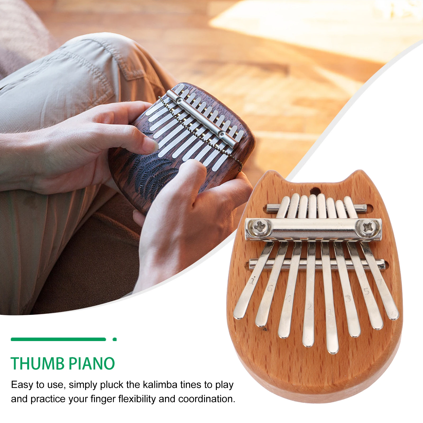 

1pc Wooden Chinchilla Piano Kalimba Finger Instrument Mini Thumb Piano Kalimba Portable for Adults Kids Easy Lightweight Music