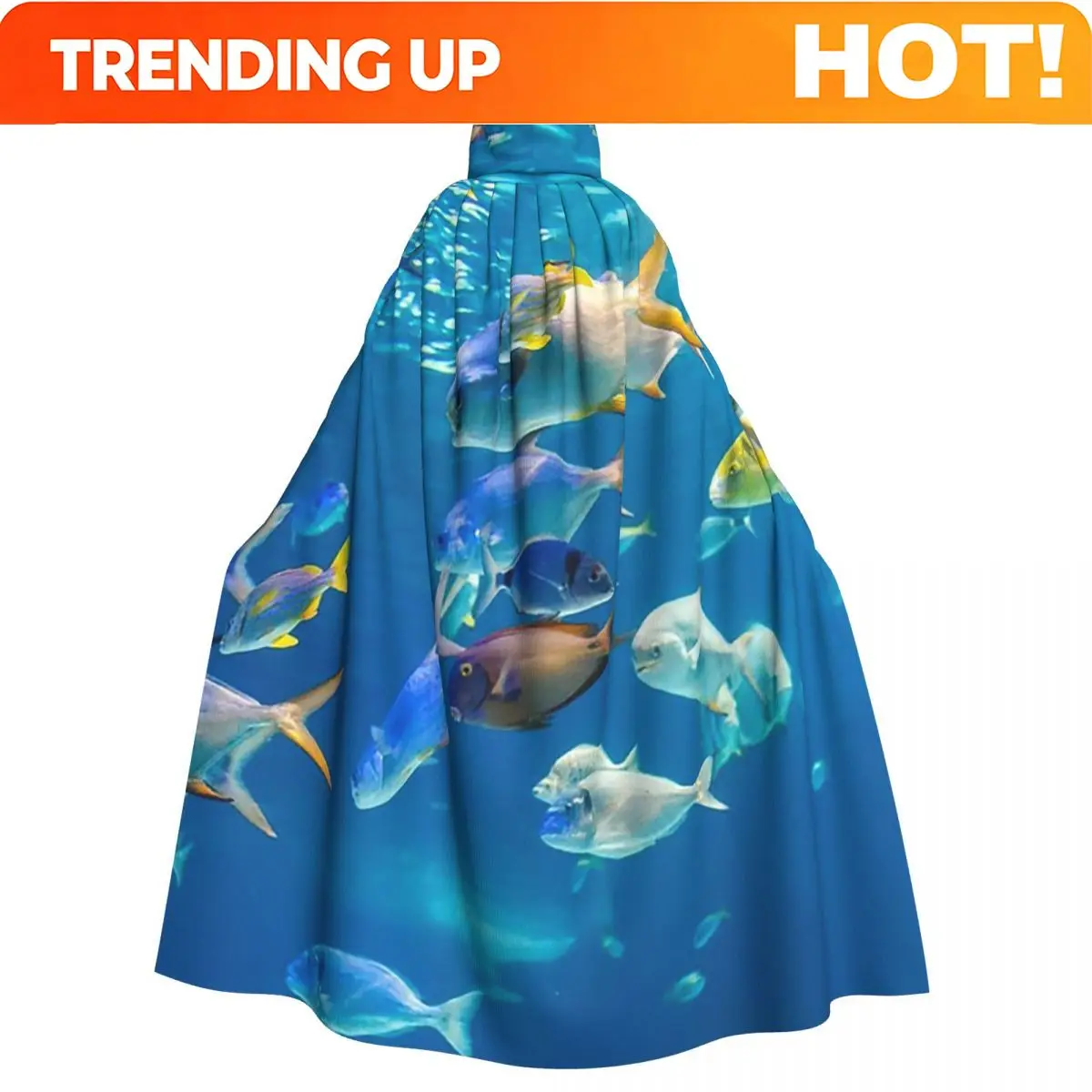 Customization Fish Under Water Photography Tropical Fish Long Hooded Cloak Witch Medieval Costume Cosplay Cape HalloweenCoat Adu